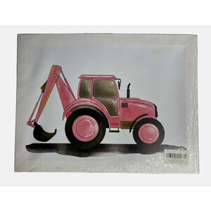 Pink & Black Excavator Cavas Print